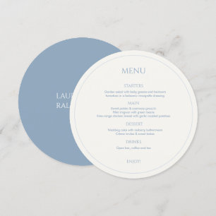 Dusty Blue & Ivory Monogrammed Round Wedding Menu