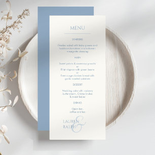 Dusty Blue & Ivory Monogrammed Wedding Menu
