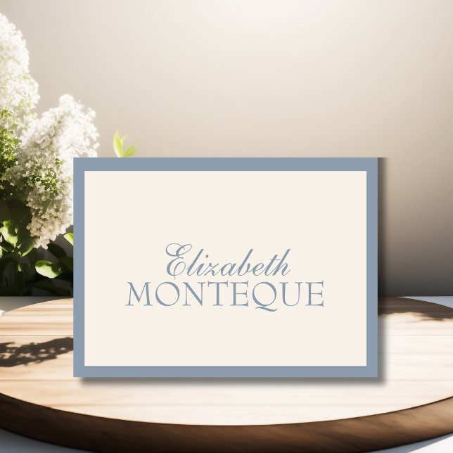 Dusty Blue Ivory Old Money Wedding Place Card (Creator Uploaded)