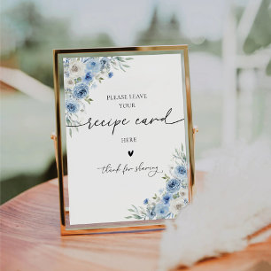 Dusty Blue Ivory Recipe Card Sign