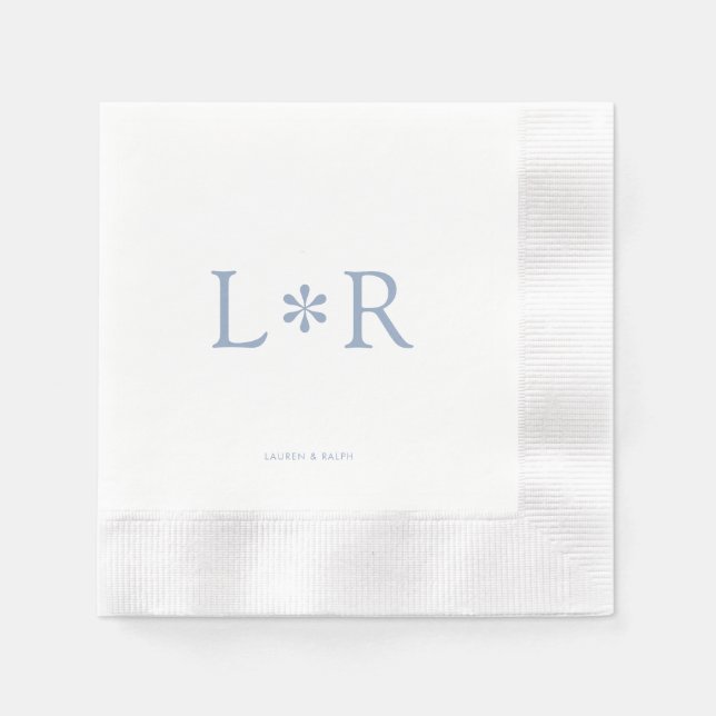 Dusty Blue & Ivory | Stylish Modern  Napkin (Front)