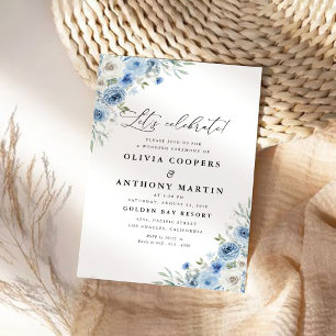 Dusty Blue Ivory Wedding Ceremony Invitation