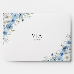 Dusty Blue Ivory Wedding Invitation Envelope