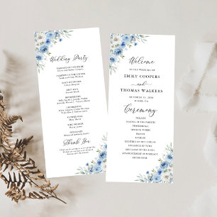 Dusty Blue Ivory Wedding Program Programme