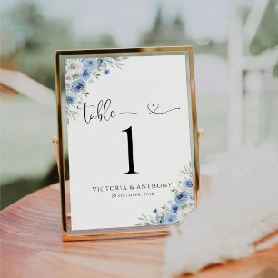 Dusty Blue Ivory Wedding Table Numbers