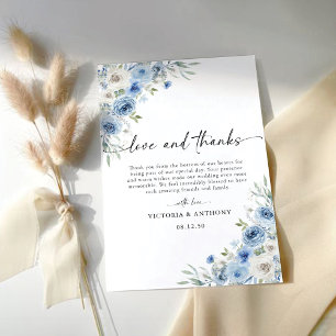 Dusty Blue Ivory Wedding Thank You Cards