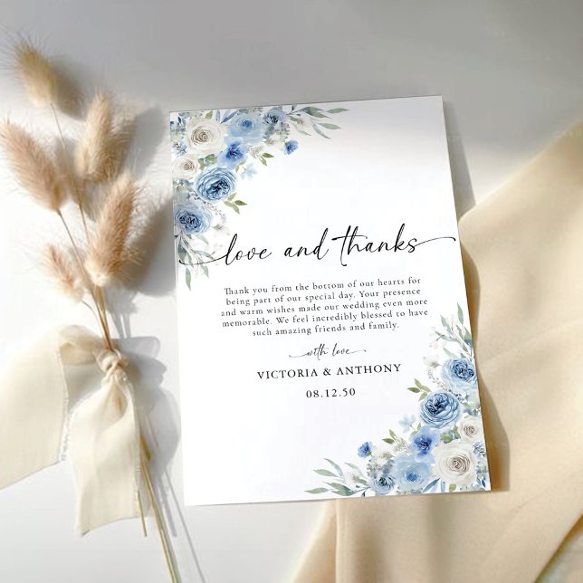 Dusty Blue Ivory Wedding Thank You Cards (Creator Uploaded)