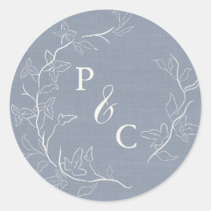 Dusty Blue Ivy Monogram Wedding Envelope Seal