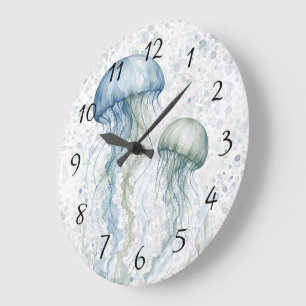 Dusty Blue Jellyfish Boy Baby Shower Large Clock