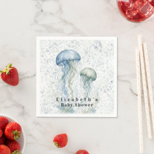 Dusty Blue Jellyfish Boy Baby Shower Napkin