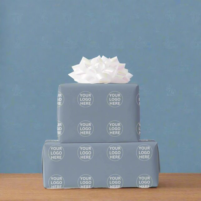 Dusty Blue l Professional Business Logo Branded  Wrapping Paper (Creator Uploaded)