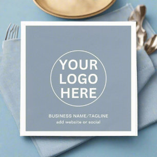 Dusty Blue l Promotional Business Logo & Text  Napkin
