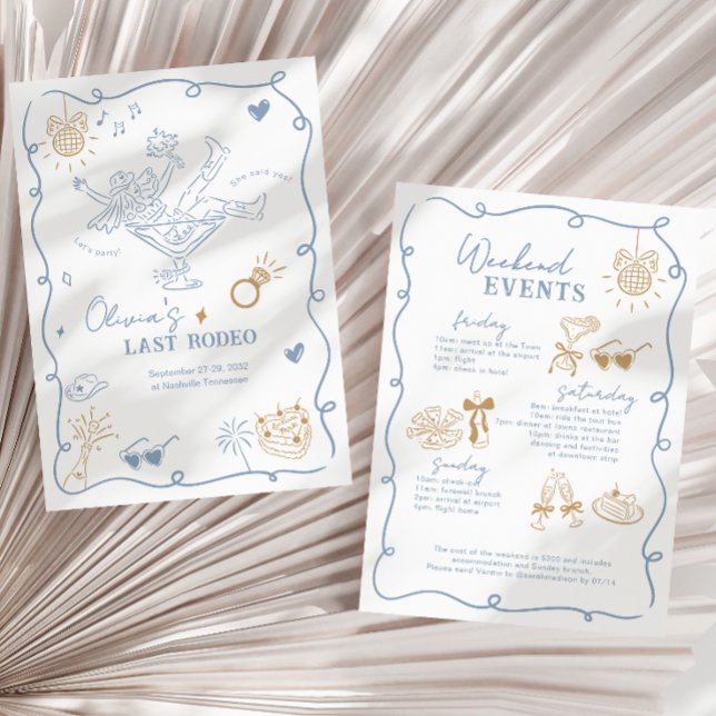 Dusty Blue Last Rodeo Weekend Bachelorette Invitation (Creator Uploaded)