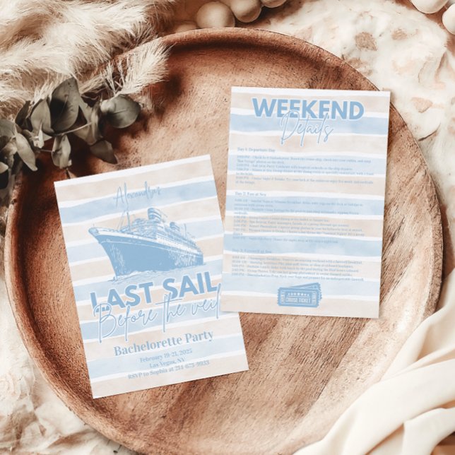 Dusty Blue Last Sail Before The Veil Bachelorette  Invitation (Creator Uploaded)