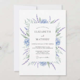 Dusty Blue Lavender Bloom Wedding Invitation
