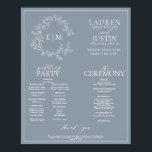 Dusty Blue Leafy Crest Monogram Wedding Program Poster<br><div class="desc">We're loving this trendy, modern dusty blue a formal wedding ceremony program Poster! Simple, elegant, and oh-so-pretty, it features a hand drawn leafy wreath encircling a modern wedding monogram. It is personalised in elegant typography, and accented with hand-lettered calligraphy. Finally, it is trimmed in a delicate frame. features all the...</div>