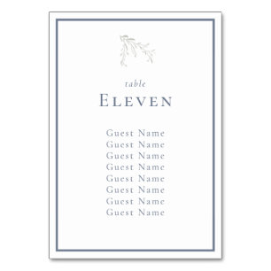 Dusty Blue Leaves and Berries Table Seating Chart  Number