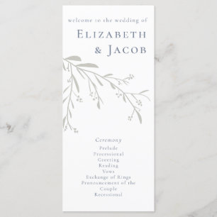 Dusty Blue Leaves and Berries Wedding Program