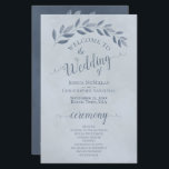 Dusty Blue Leaves Elegant Budget Wedding Program<br><div class="desc">These wedding programs are elegant and tasteful, while still being budget friendly. The hand painted watercolor design features a sprig of leaves and marbled backgrounds in shades of dusty blue and pewter. The typography features lacy script calligraphy, and there is room for details on the ceremony, the bridal party, and...</div>