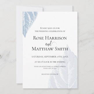 Dusty blue leaves Wedding Invitation