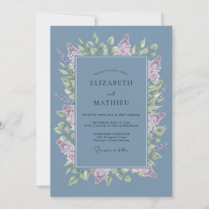 Dusty Blue Lilac Flourish Wedding Invitation