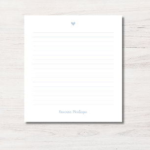 Dusty Blue Little Heart Handwritten Name Lined Notepad