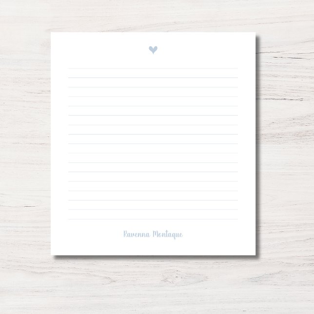 Dusty Blue Little Heart Handwritten Name Lined Notepad (Creator Uploaded)