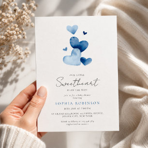 Dusty Blue Little Sweetheart Baby Boy Shower Invitation