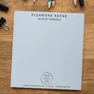 Dusty Blue Logo, Name, and Contact Info Business Notepad