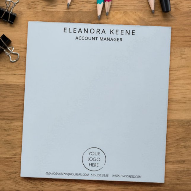 Dusty Blue Logo, Name, and Contact Info Business  Notepad (Creator Uploaded)
