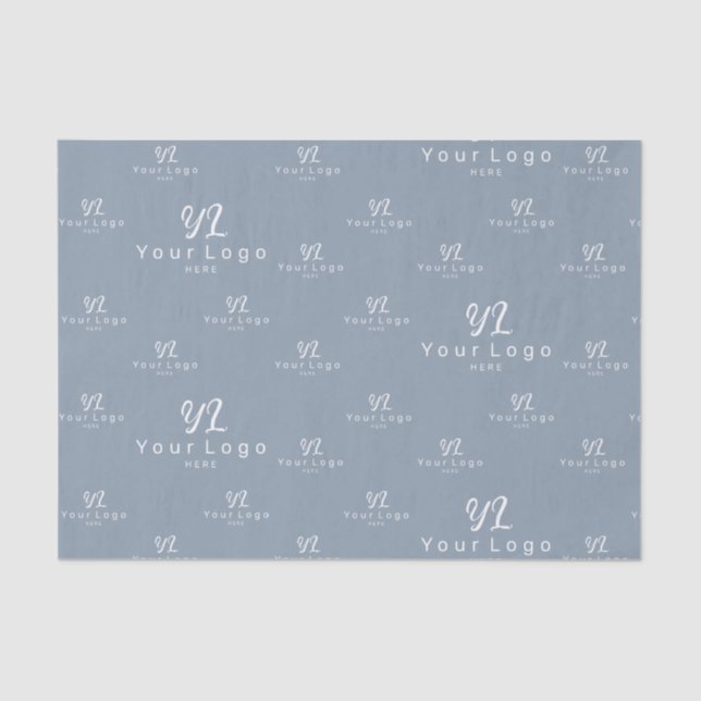 Dusty Blue Logo pattern Business Brand Packaging Tissue Paper (Front)