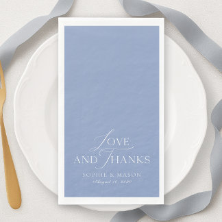Dusty Blue Love and Thanks Wedding Napkin