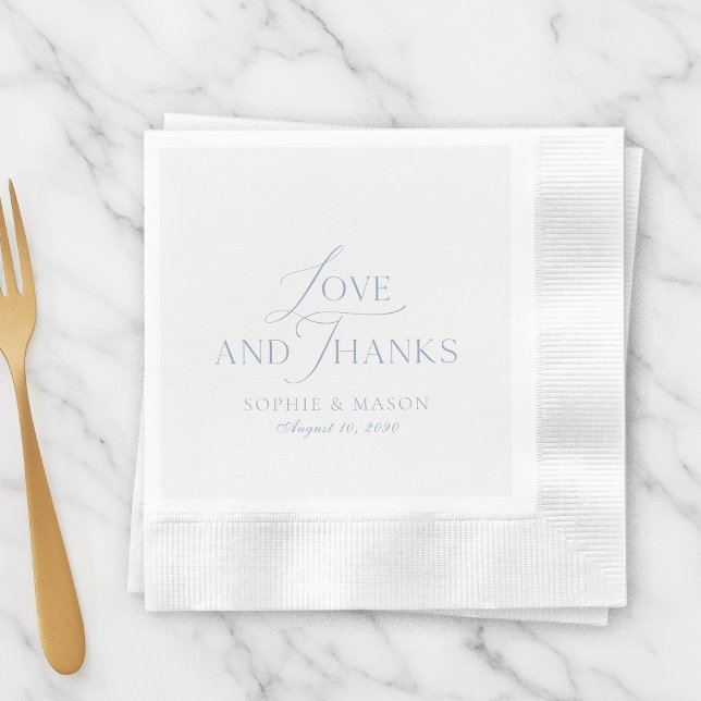 Dusty Blue Love and Thanks Wedding Napkin (Creator Uploaded)