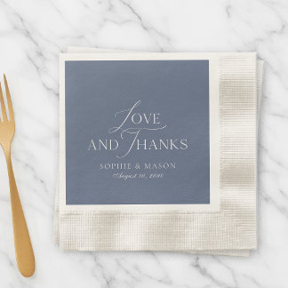Dusty Blue Love and Thanks Wedding Napkin