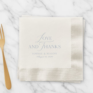 Dusty Blue Love and Thanks Wedding Napkin