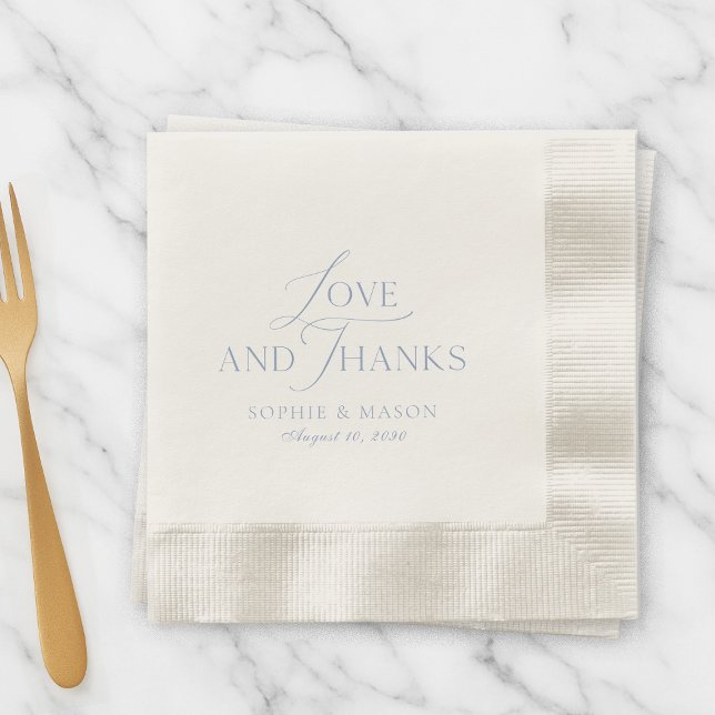 Dusty Blue Love and Thanks Wedding Napkin (Creator Uploaded)