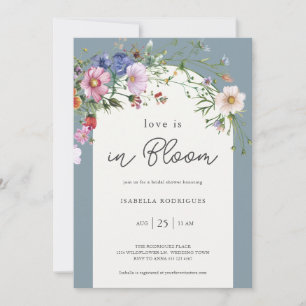 Dusty Blue Love in Bloom Floral Bridal Shower Invitation