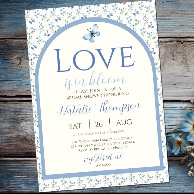 Dusty Blue Love Is In Bloom Floral Bridal Shower Invitation (Creator Uploaded)