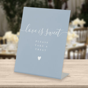 Dusty Blue Love Is Sweet Take A Treat Favour  Pedestal Sign