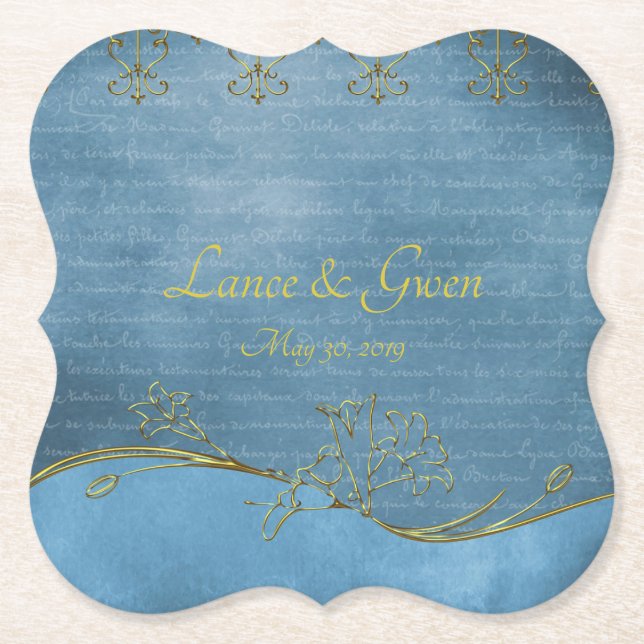 Dusty Blue Love Letter Paper Coaster (Front)