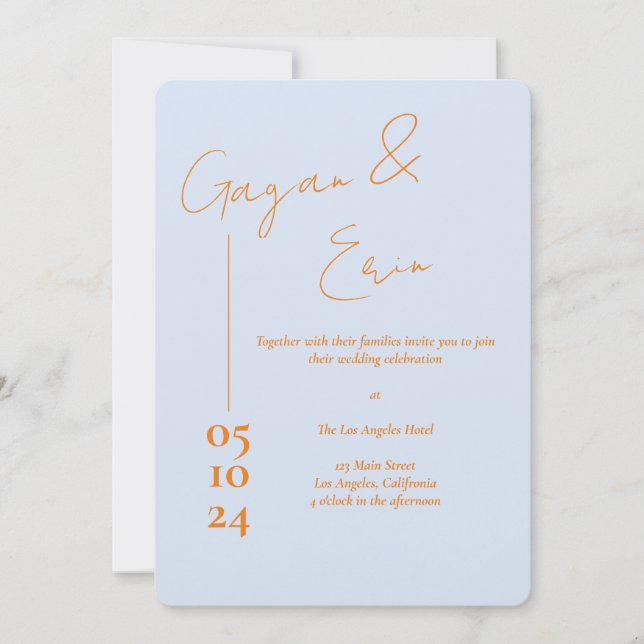 Dusty Blue  Love Letter Wedding Invitations  (Front)