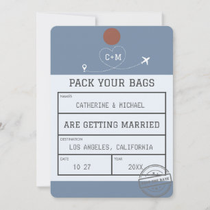 Dusty Blue Luggage Tag Save The Date