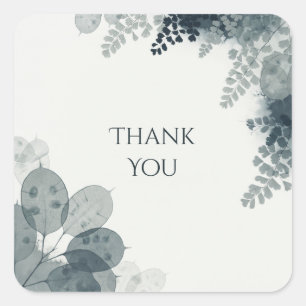 Dusty Blue Lunaria Fern Botanical Square Sticker