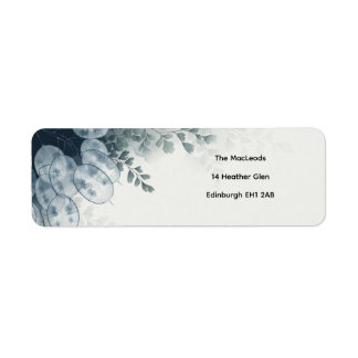 Dusty Blue Lunaria Fern Wedding Label