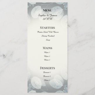 Dusty Blue Lunaria Fern Wedding Menu