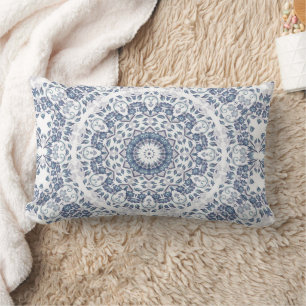 Dusty Blue Mandala Lumbar Pillow