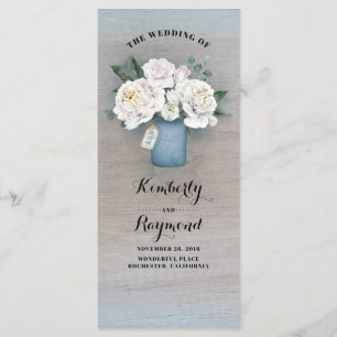 Dusty Blue Mason Jar Rustic Wedding Programs Programme