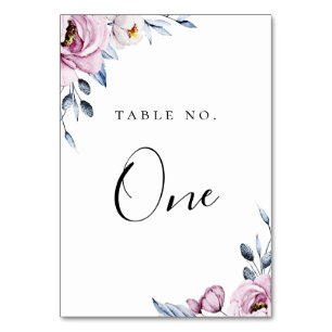 Dusty Blue Mauve Floral Frame Table Number