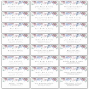 Dusty Blue Mauve Floral Individual Address Labels