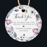 Dusty Blue mauve Floral Wreath Wedding Favour Tags<br><div class="desc">Beautiful watercolor flowers and foliage wreath in trendy shades of dusty blue,  mauve,  grey and white,  thank you favour tags.  Back of tag features,  solid dusty blue colour.</div>